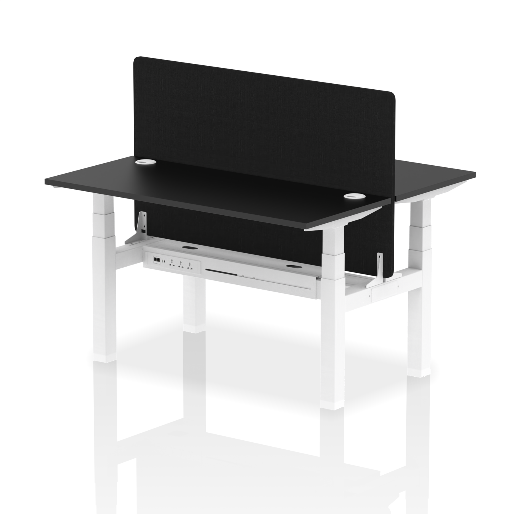 Air Back-to-Back Height Adjustable Bench Desk - 2 Person Black Screen dynamic  Desk Top  Black Width 140cm