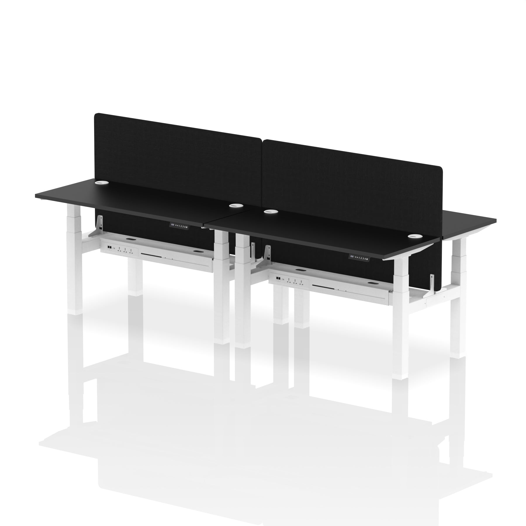 Air Back-to-Back Height Adjustable Bench Desk - 4 Person Black Screen dynamic  Desk Top  Black Width 140cm