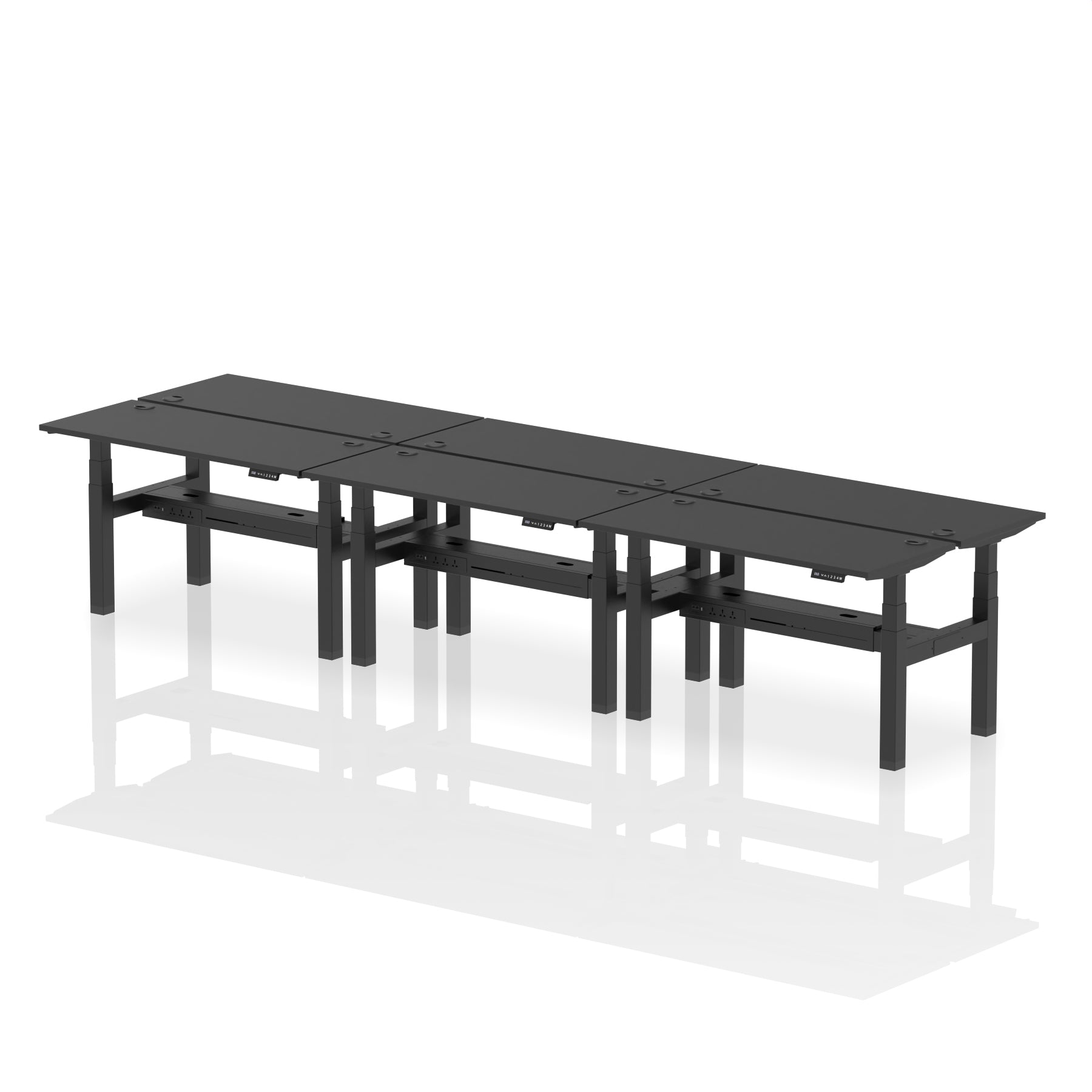 Air Back-to-Back Slimline Height Adjustable Bench Desk - 6 Person dynamic  Desk Top  White Width 180cm