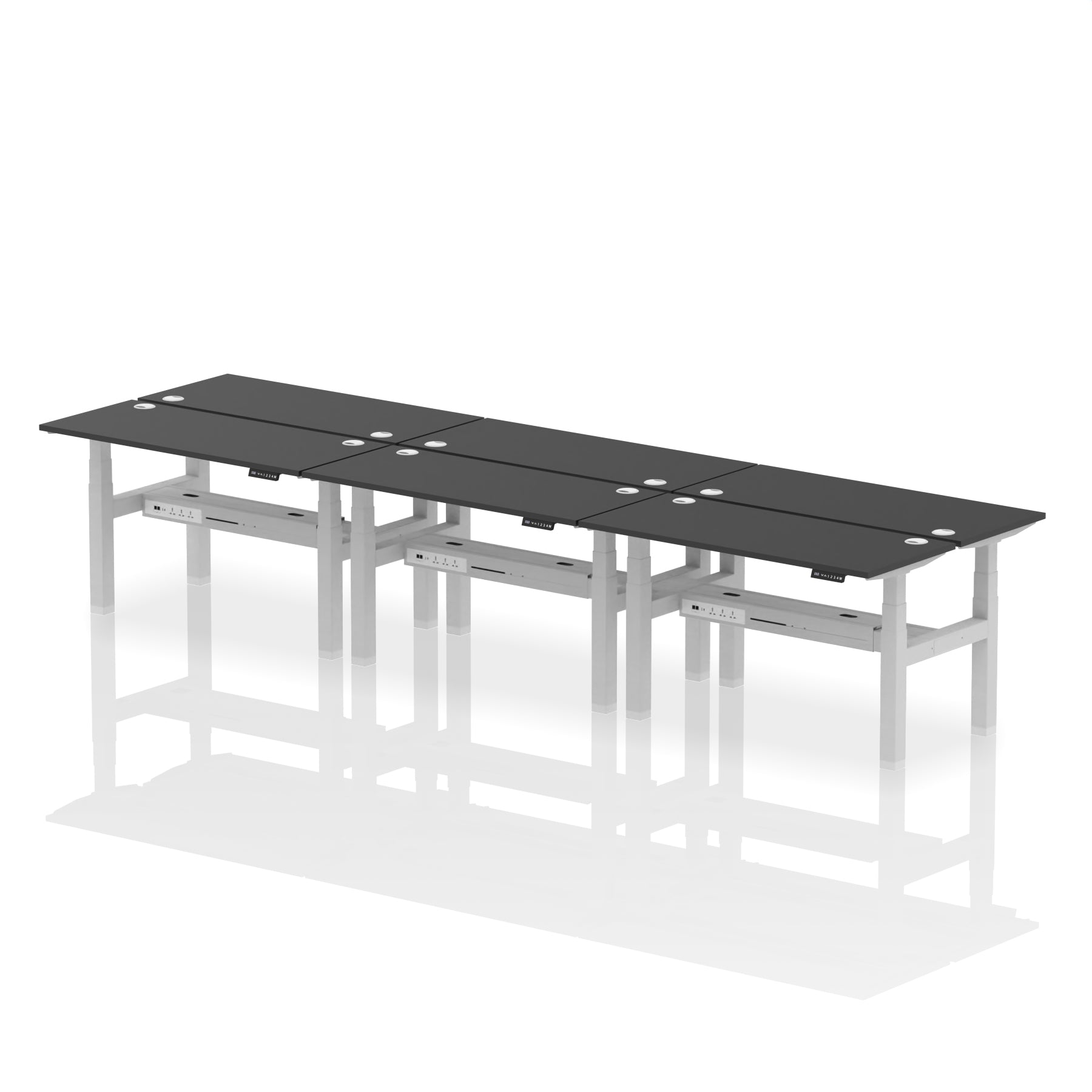 Air Back-to-Back Slimline Height Adjustable Bench Desk - 6 Person dynamic  Desk Top  White Width 180cm