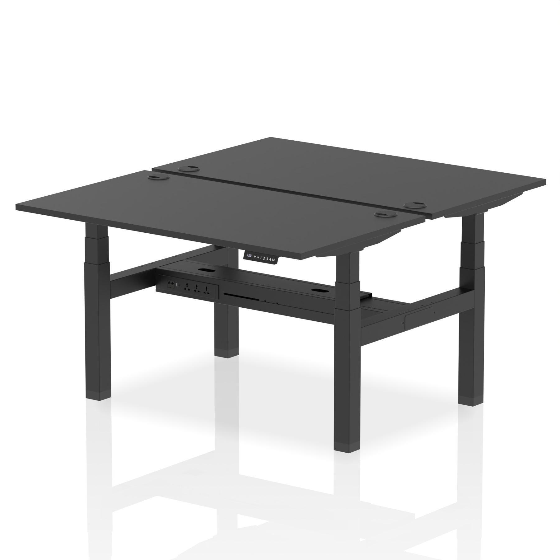 Air Back-to-Back Height Adjustable Bench Desk - 2 Person dynamic  Desk Top  Black Width 140cm