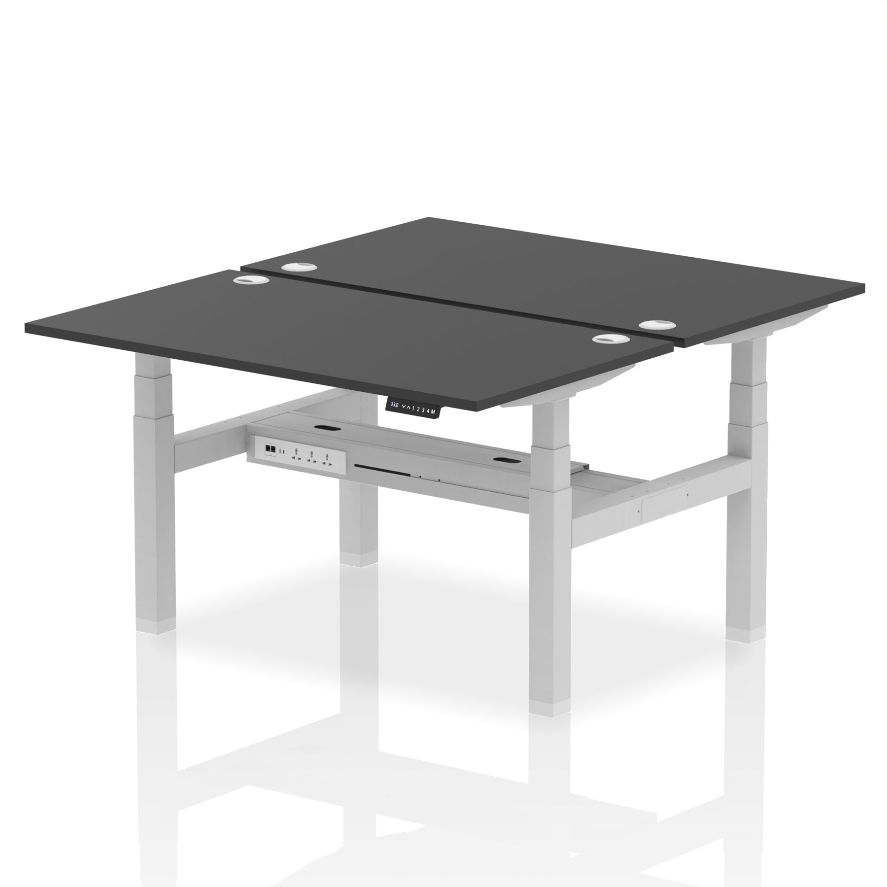 Air Back-to-Back Height Adjustable Bench Desk - 2 Person dynamic  Desk Top  Black Width 140cm