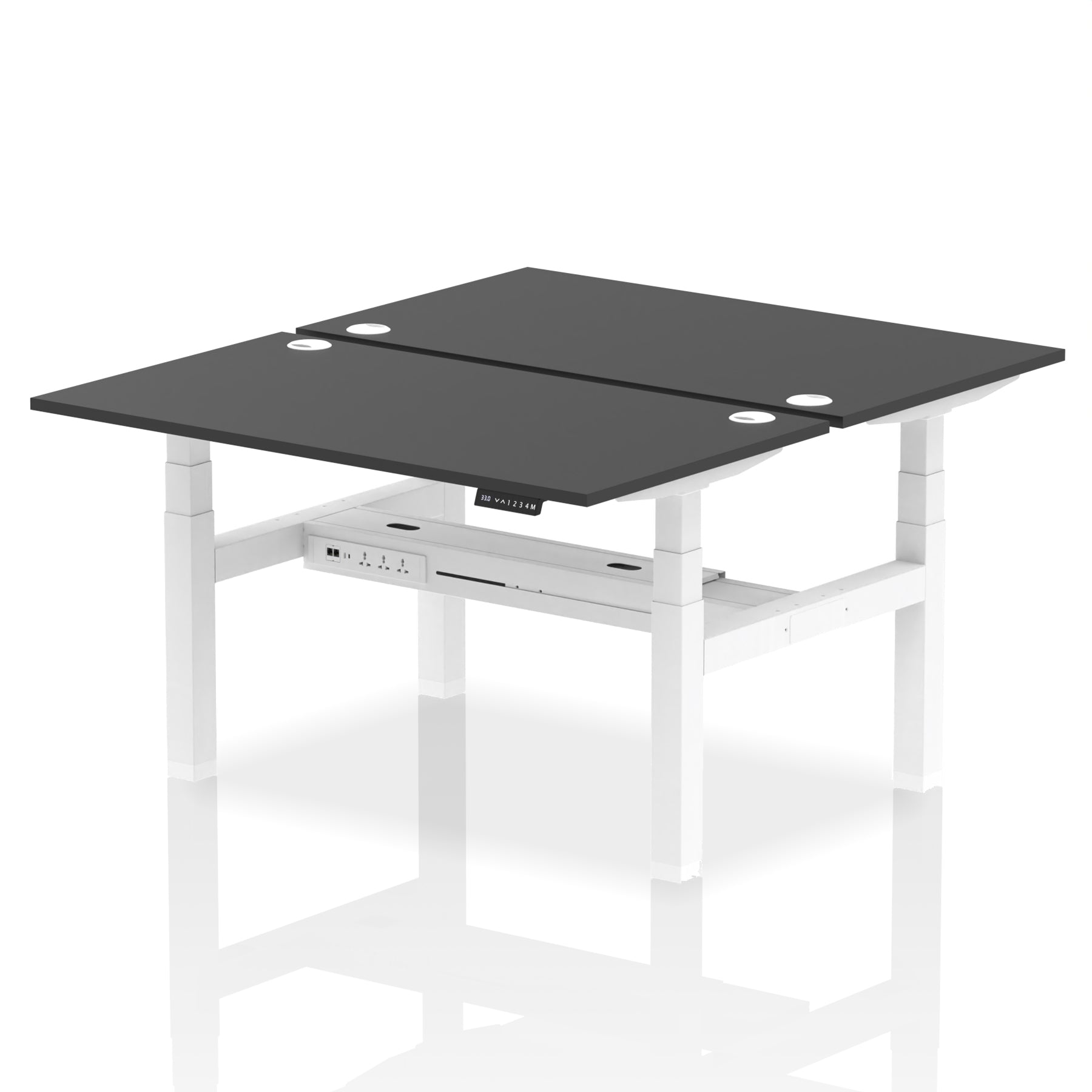 Air Back-to-Back Height Adjustable Bench Desk - 2 Person dynamic  Desk Top  Black Width 140cm