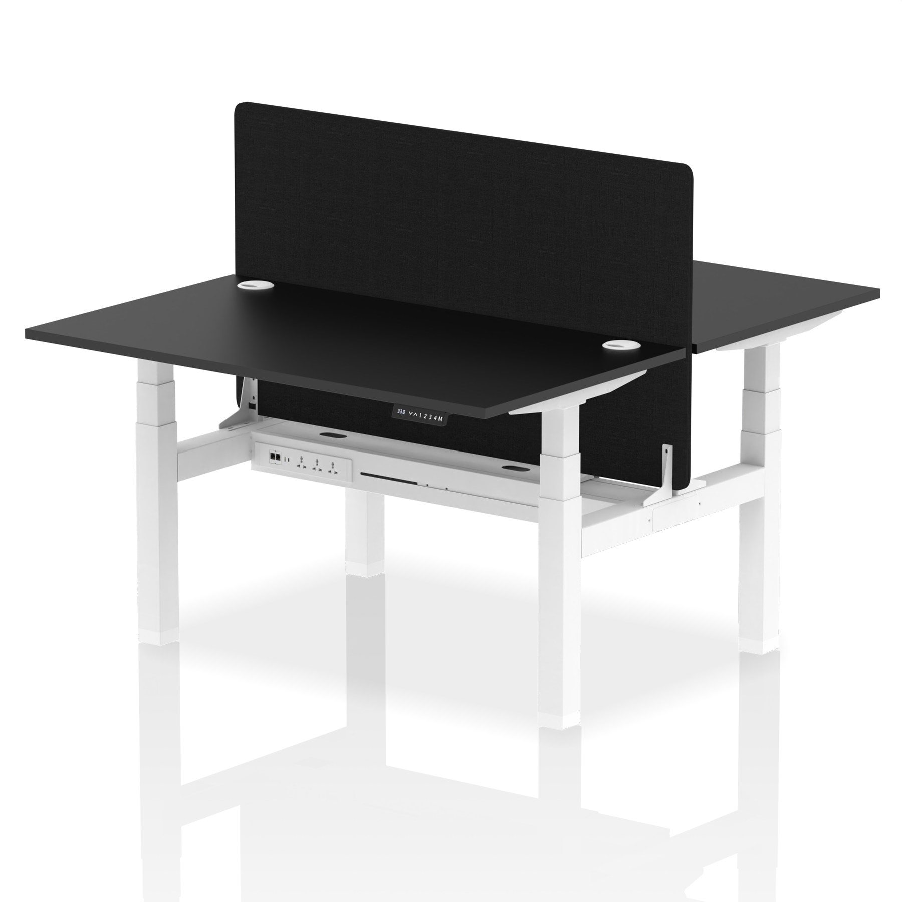 Air Back-to-Back Height Adjustable Bench Desk - 2 Person with Black Straight Screen dynamic  Desk Top  Black Width 140cm