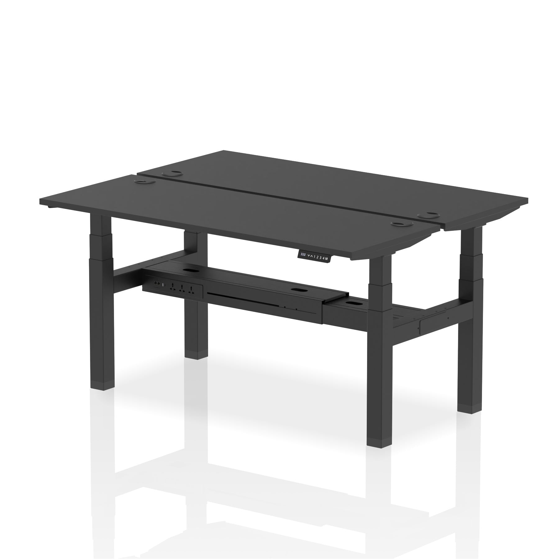 Air Back-to-Back Slimline Height Adjustable Bench Desk - 2 Person dynamic  Desk Top  Black Width 160cm