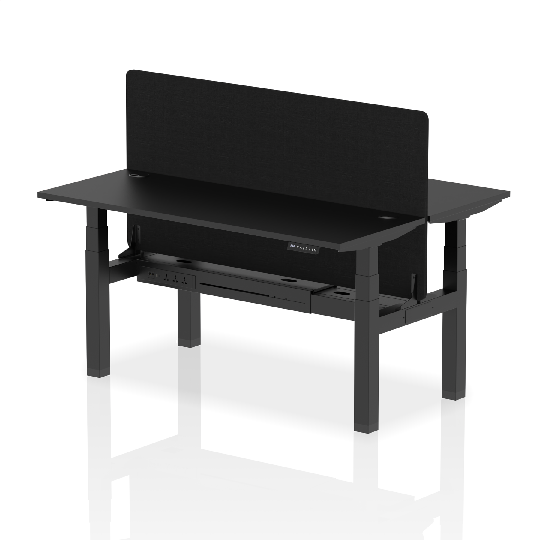 Air Back-to-Back Height Adjustable Bench Desk - 2 Person Black Screen dynamic  Desk Top  Black Width 160cm