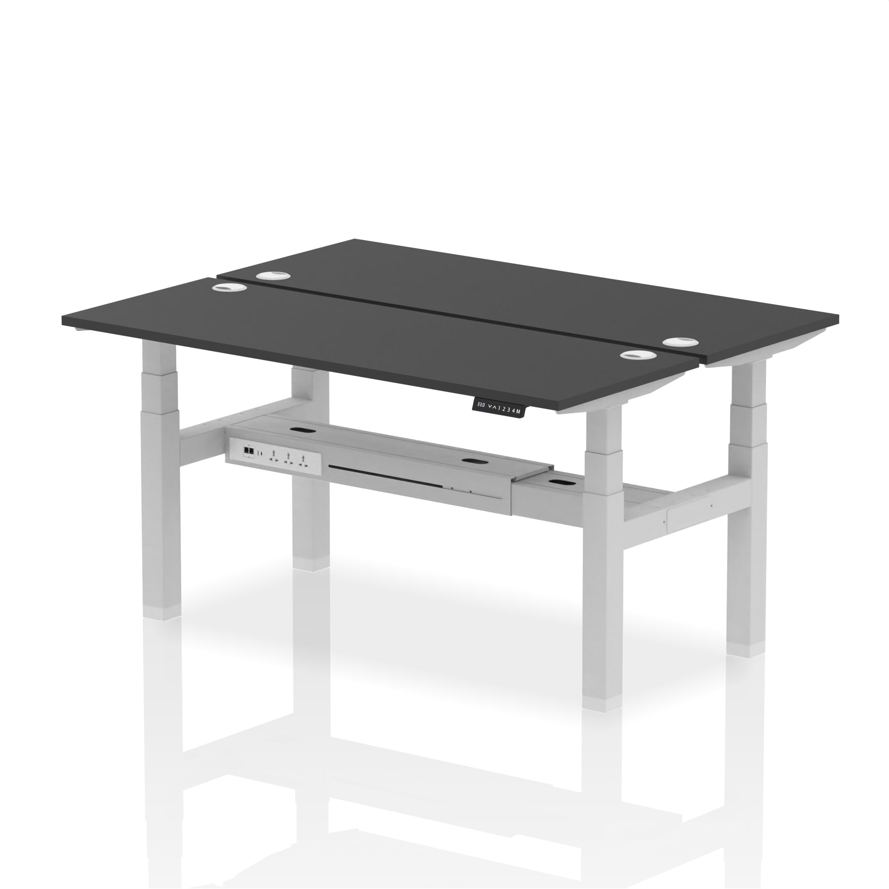 Air Back-to-Back Slimline Height Adjustable Bench Desk - 2 Person dynamic  Desk Top  Black Width 160cm