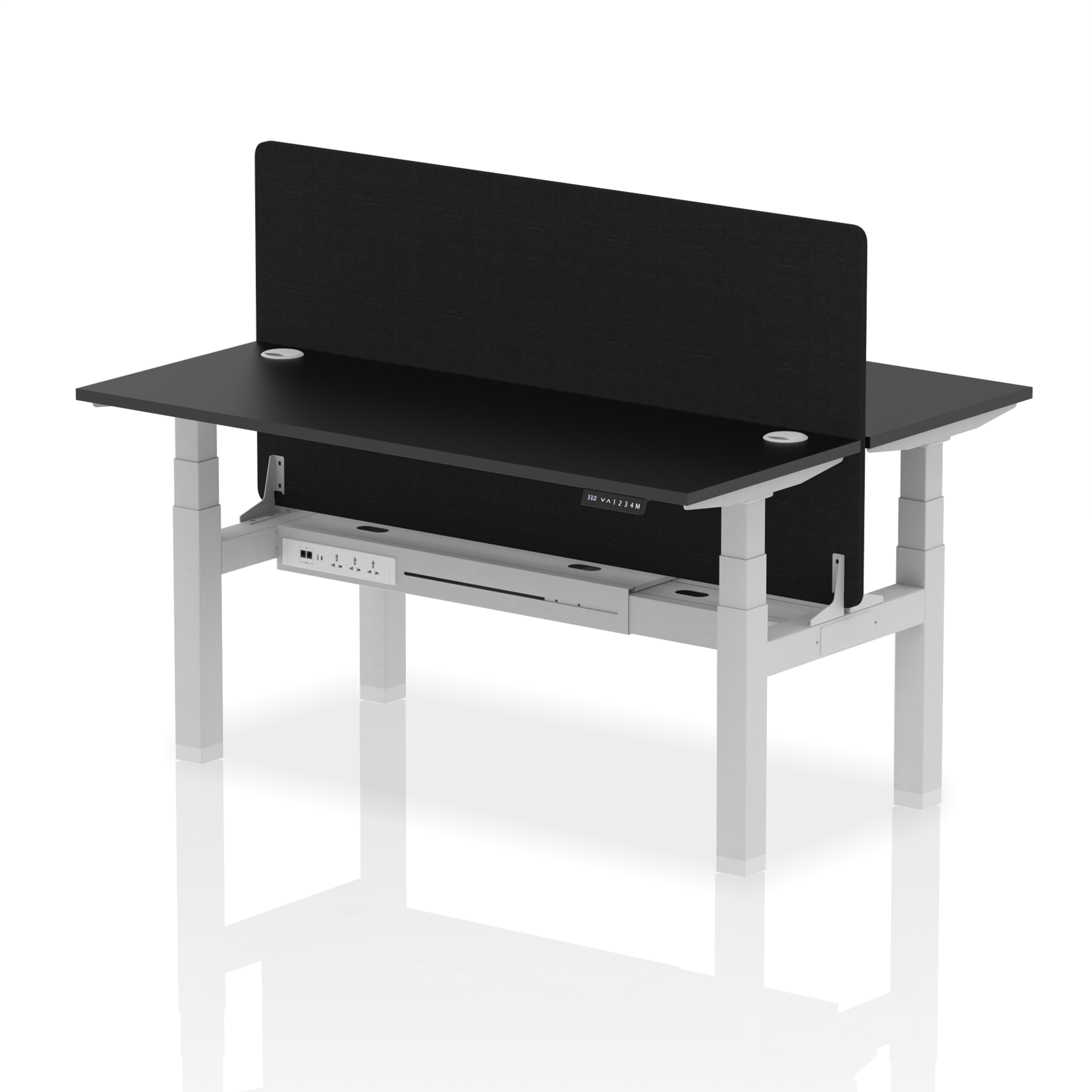Air Back-to-Back Height Adjustable Bench Desk - 2 Person Black Screen dynamic  Desk Top  Black Width 160cm