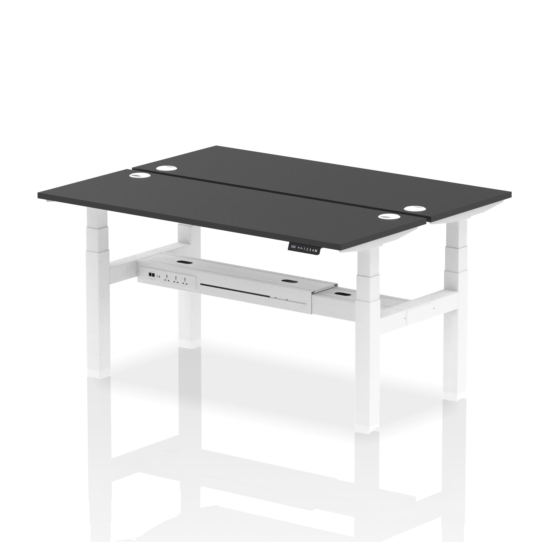 Air Back-to-Back Slimline Height Adjustable Bench Desk - 2 Person dynamic  Desk Top  Black Width 160cm