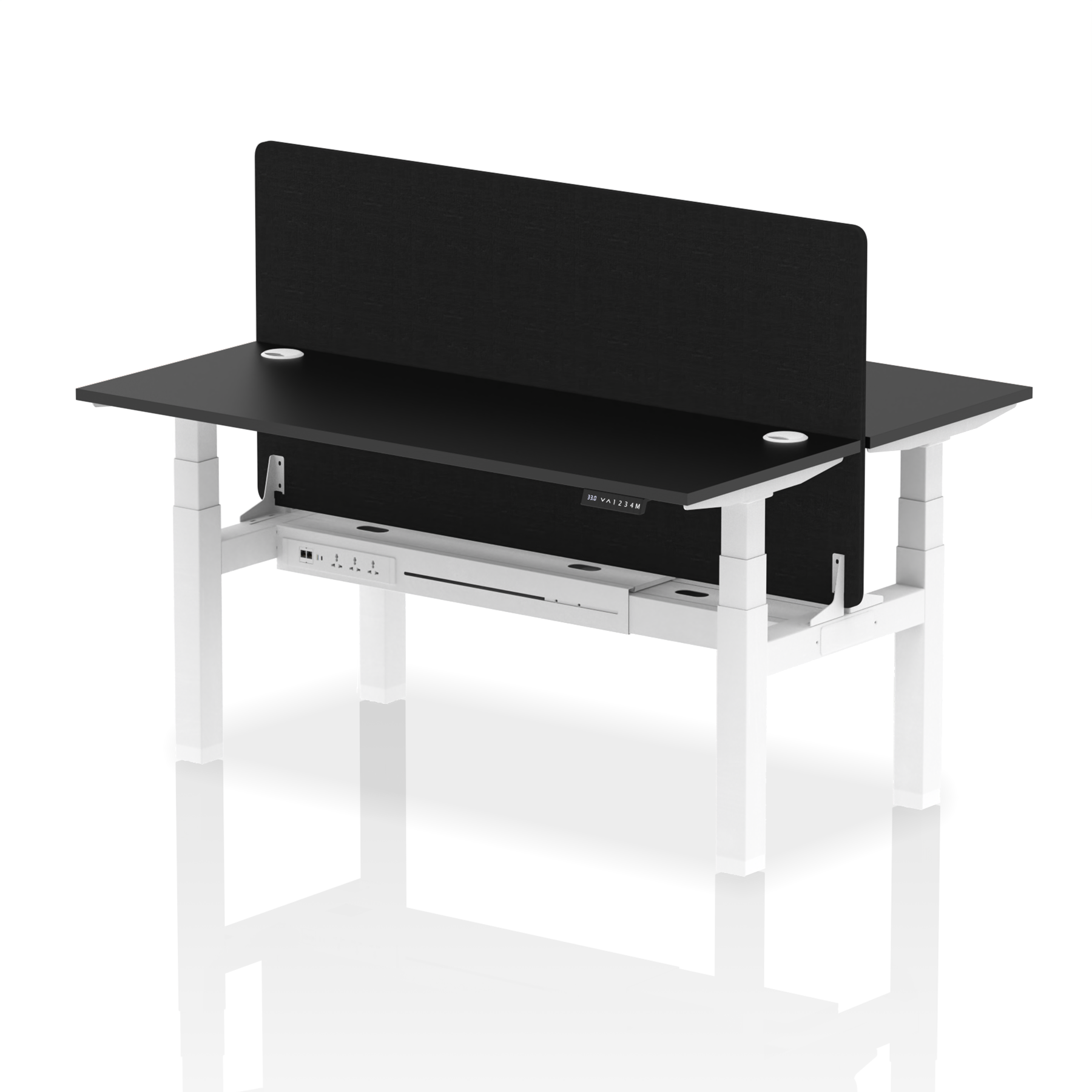 Air Back-to-Back Height Adjustable Bench Desk - 2 Person Black Screen dynamic  Desk Top  Black Width 160cm