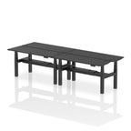 Air Back-to-Back Slimline Height Adjustable Bench Desk - 4 Person dynamic  Desk Top  Black Width 160cm