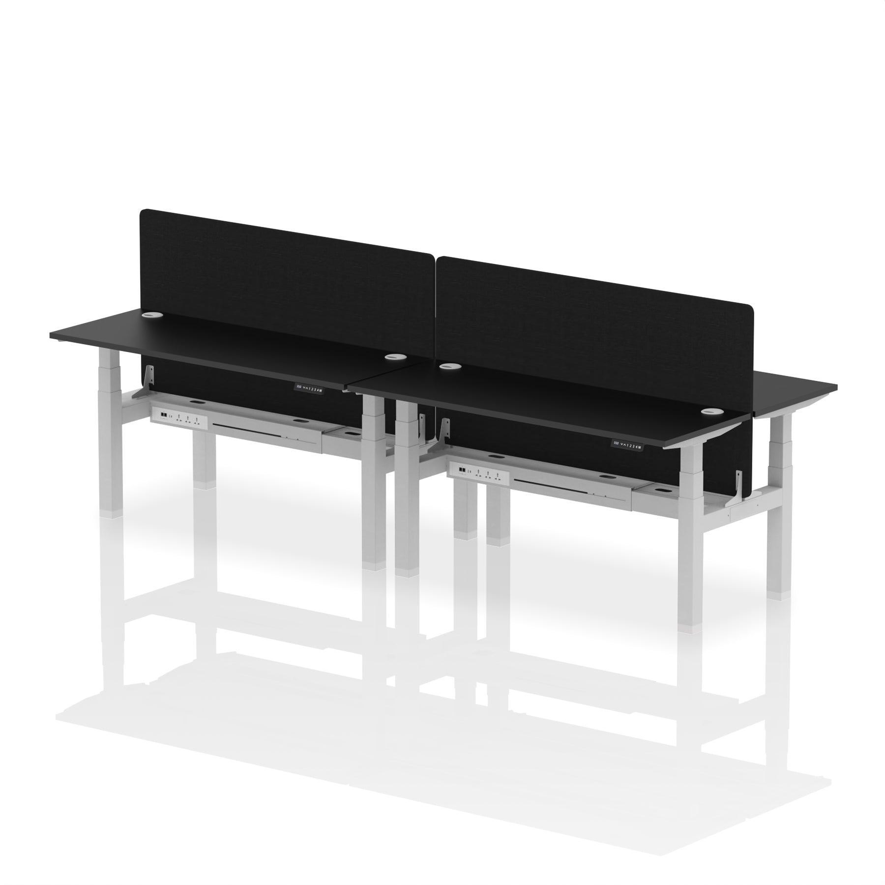 Air Back-to-Back Height Adjustable Bench Desk - 4 Person Black Screen dynamic  Desk Top  Black Width 160cm