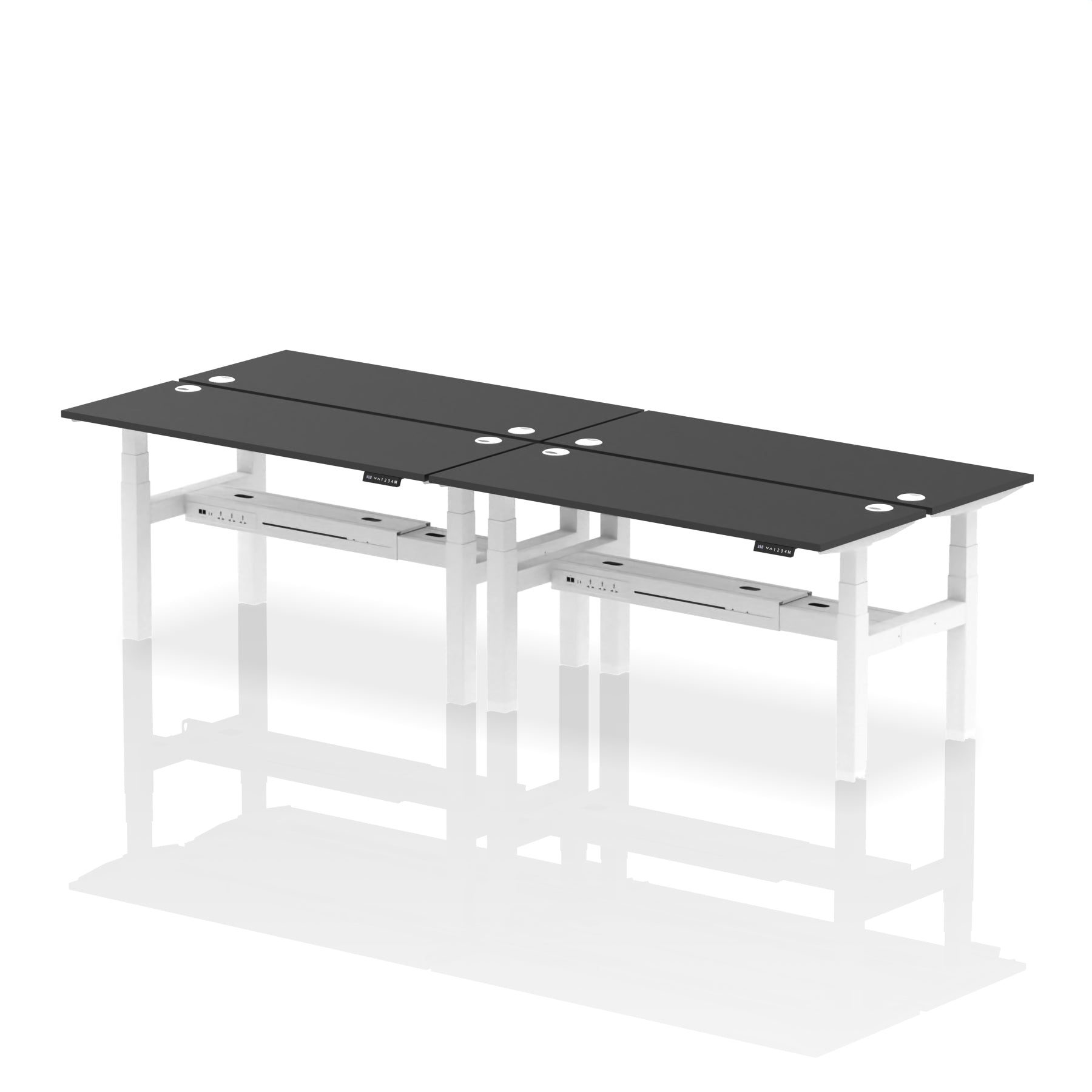 Air Back-to-Back Slimline Height Adjustable Bench Desk - 4 Person dynamic  Desk Top  Black Width 160cm