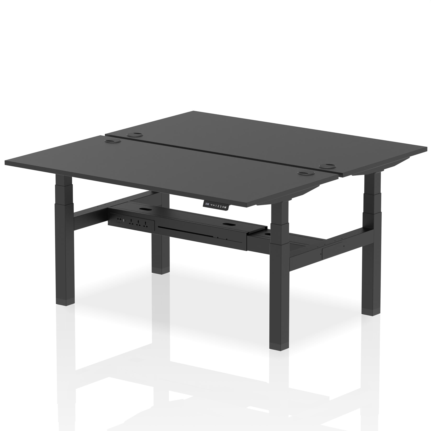 Air Back-to-Back Height Adjustable Bench Desk - 2 Person dynamic  Desk Top  Black Width 160cm