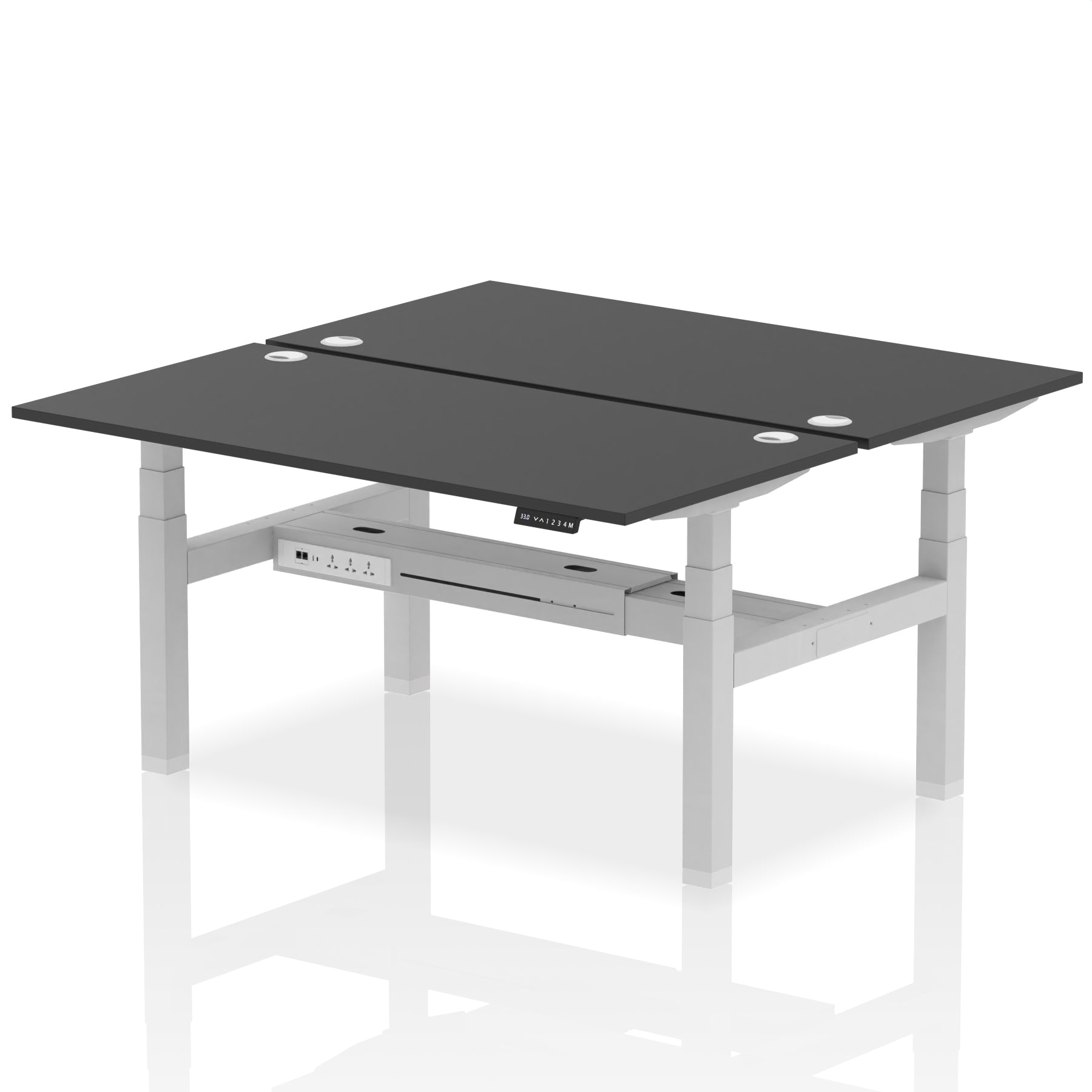 Air Back-to-Back Height Adjustable Bench Desk - 2 Person dynamic  Desk Top  Black Width 160cm