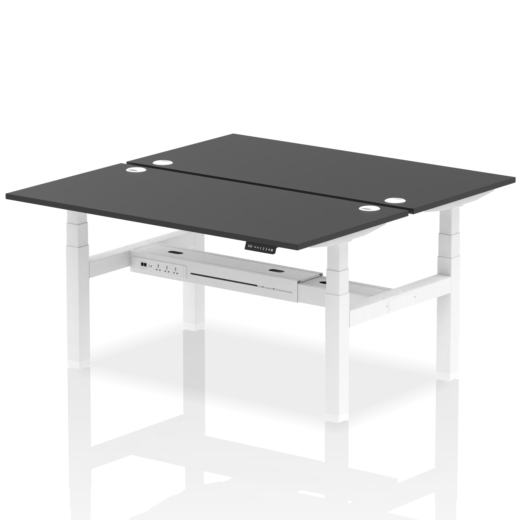 Air Back-to-Back Height Adjustable Bench Desk - 2 Person dynamic  Desk Top  Black Width 160cm