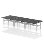 Air Back-to-Back Height Adjustable Bench Desk - 6 Person dynamic  Black White Frame