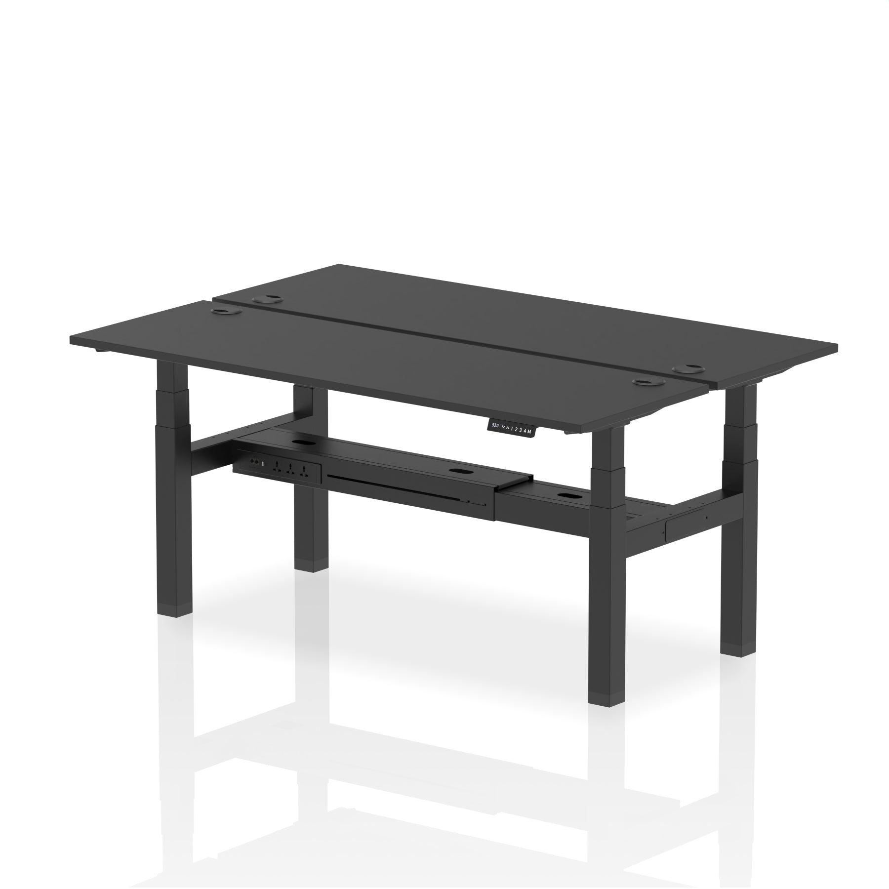 Air Back-to-Back Slimline Height Adjustable Bench Desk - 2 Person dynamic  Desk Top  Black Width 180cm