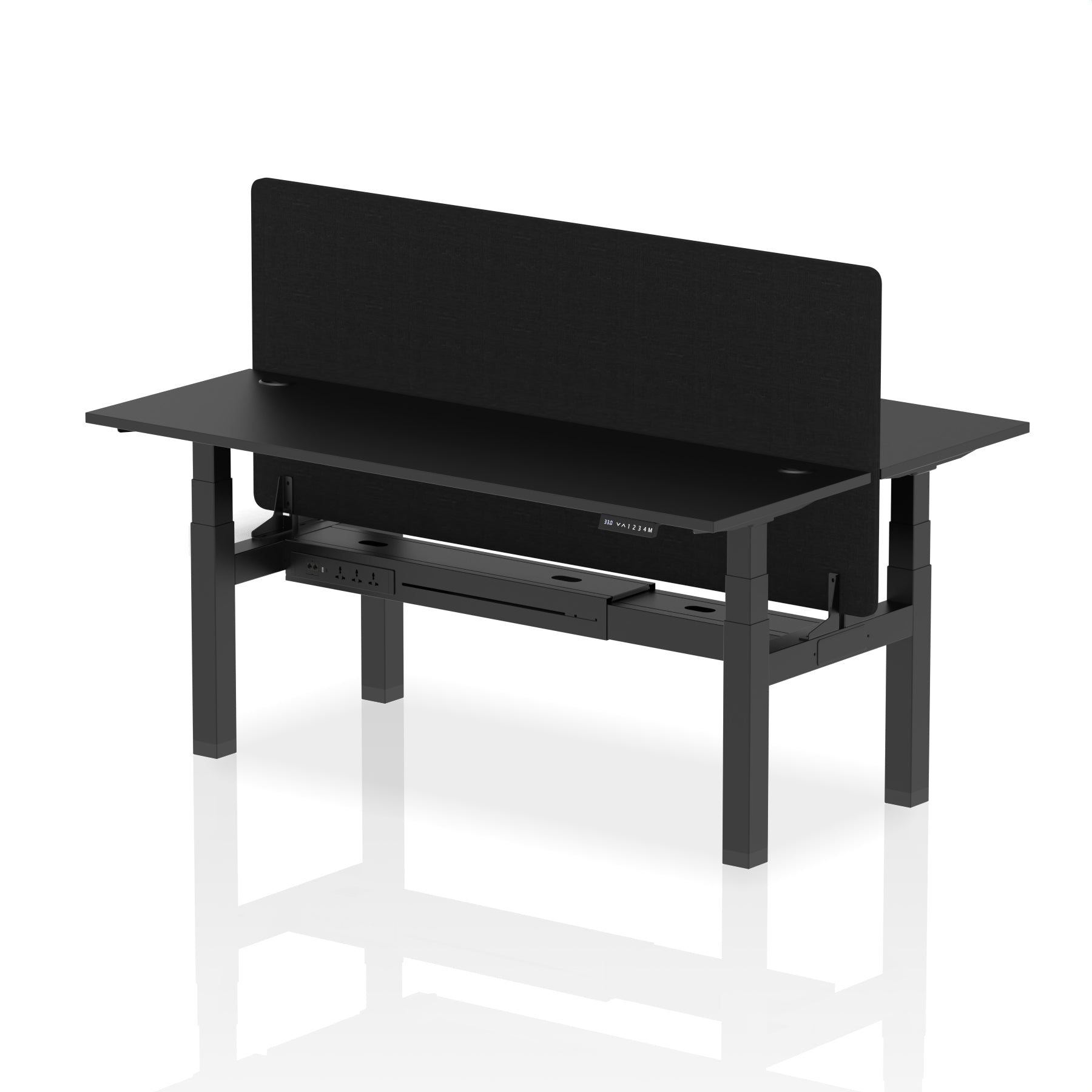 Air Back-to-Back Height Adjustable Bench Desk - 2 Person Black Screen dynamic  Desk Top  Black Width 180cm