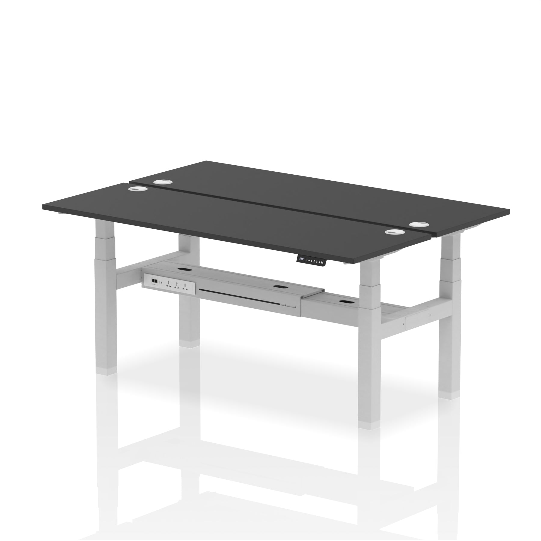 Air Back-to-Back Slimline Height Adjustable Bench Desk - 2 Person dynamic  Desk Top  Black Width 180cm