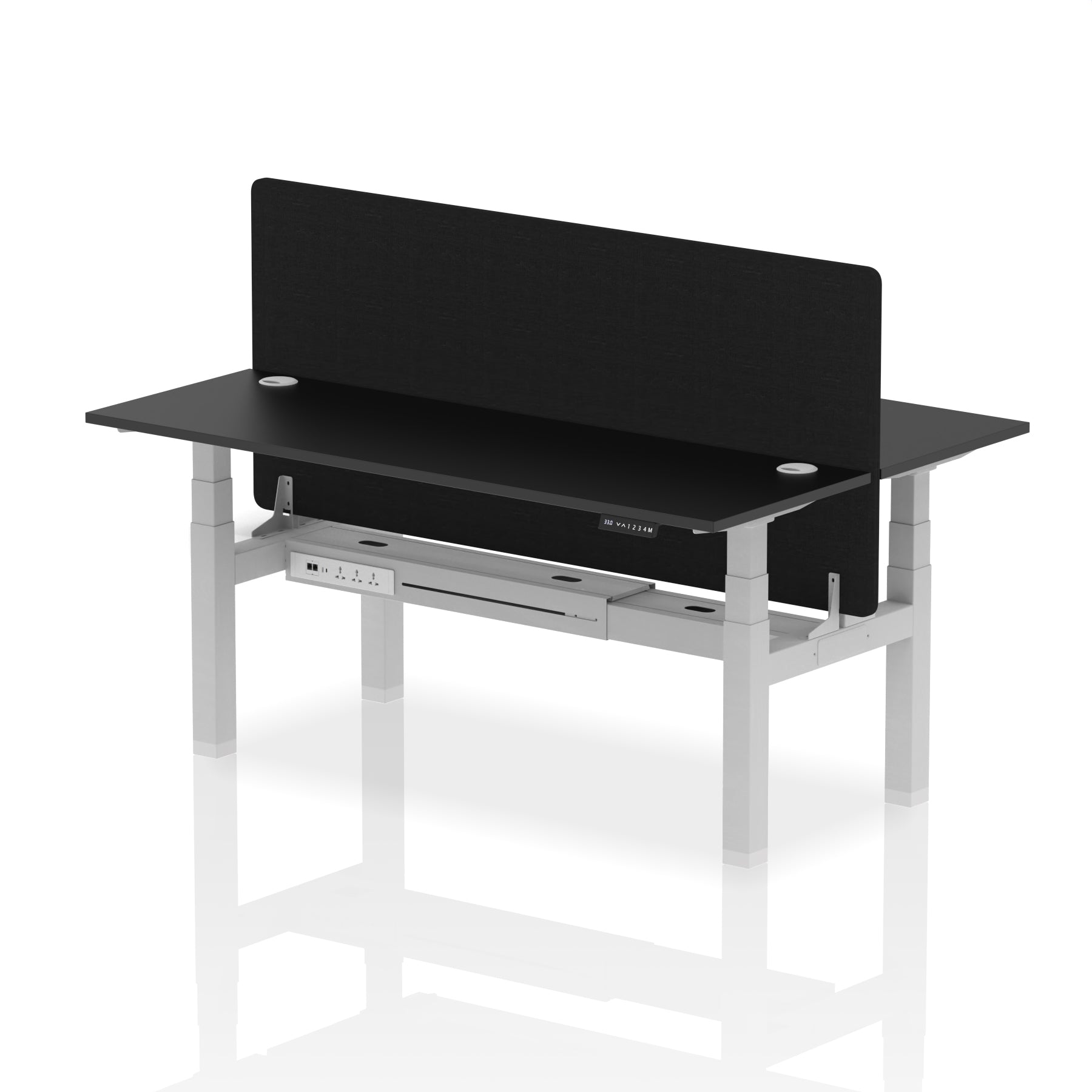 Air Back-to-Back Height Adjustable Bench Desk - 2 Person Black Screen dynamic  Desk Top  Black Width 180cm
