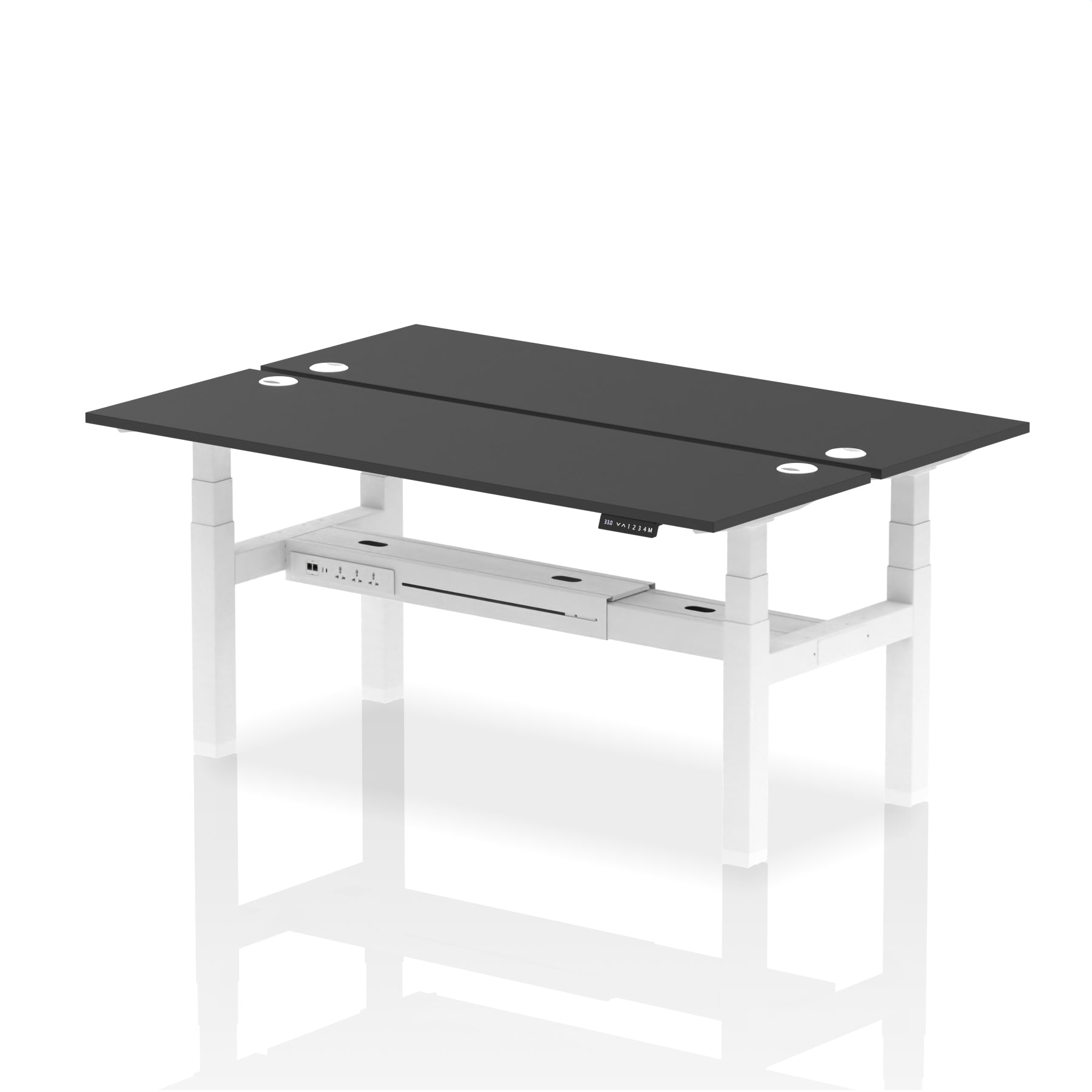 Air Back-to-Back Slimline Height Adjustable Bench Desk - 2 Person dynamic  Desk Top  Black Width 180cm