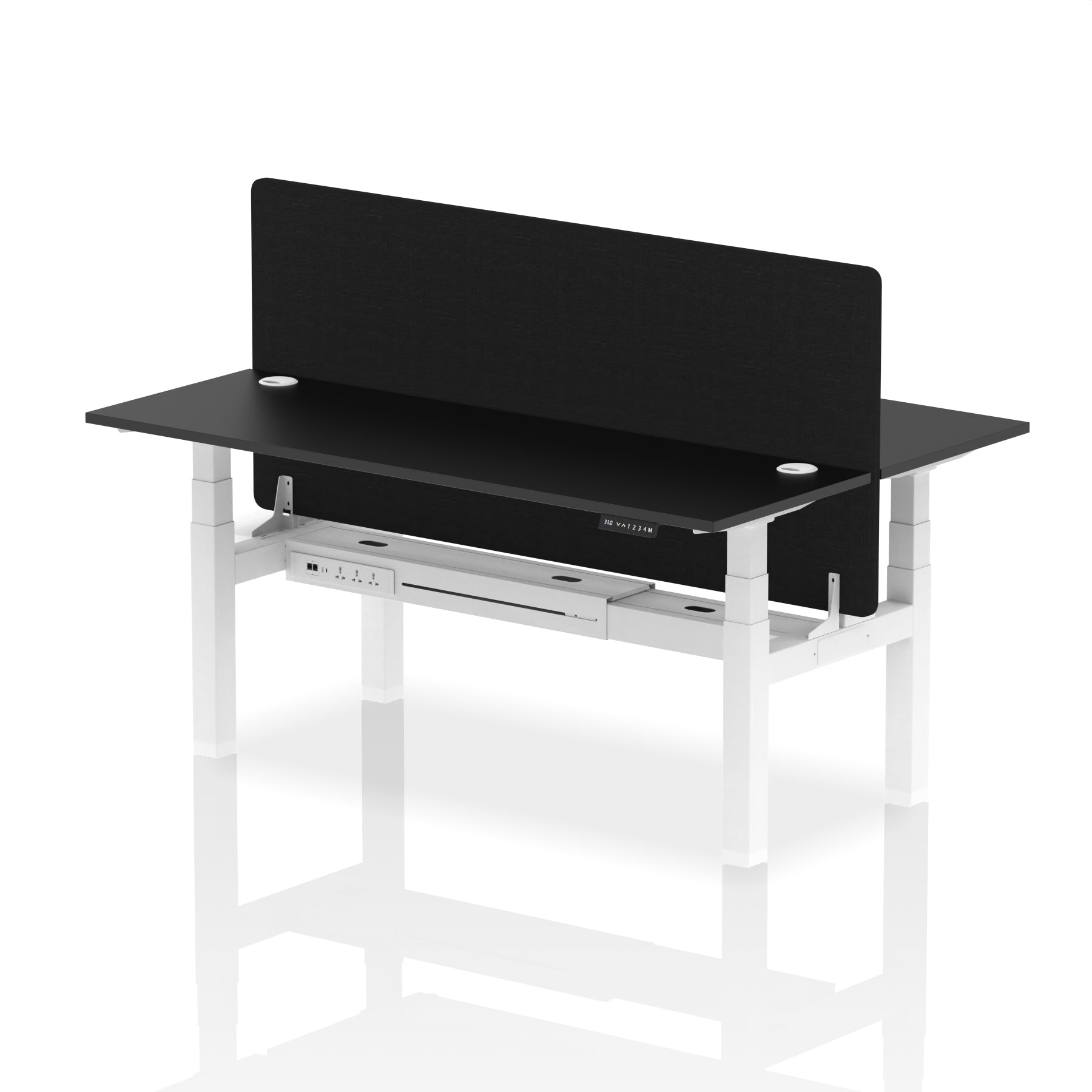 Air Back-to-Back Height Adjustable Bench Desk - 2 Person Black Screen dynamic  Desk Top  Black Width 180cm