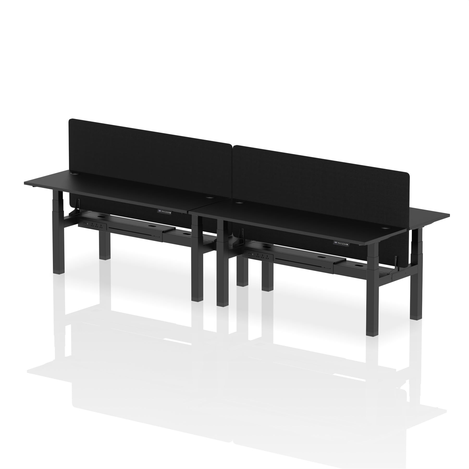 Air Back-to-Back Height Adjustable Bench Desk - 4 Person Black Screen dynamic  Desk Top  Black Width 180cm