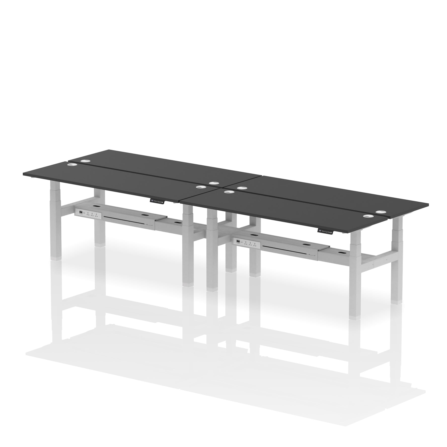 Air Back-to-Back Slimline Height Adjustable Bench Desk - 4 Person dynamic  Desk Top  Black Width 180cm