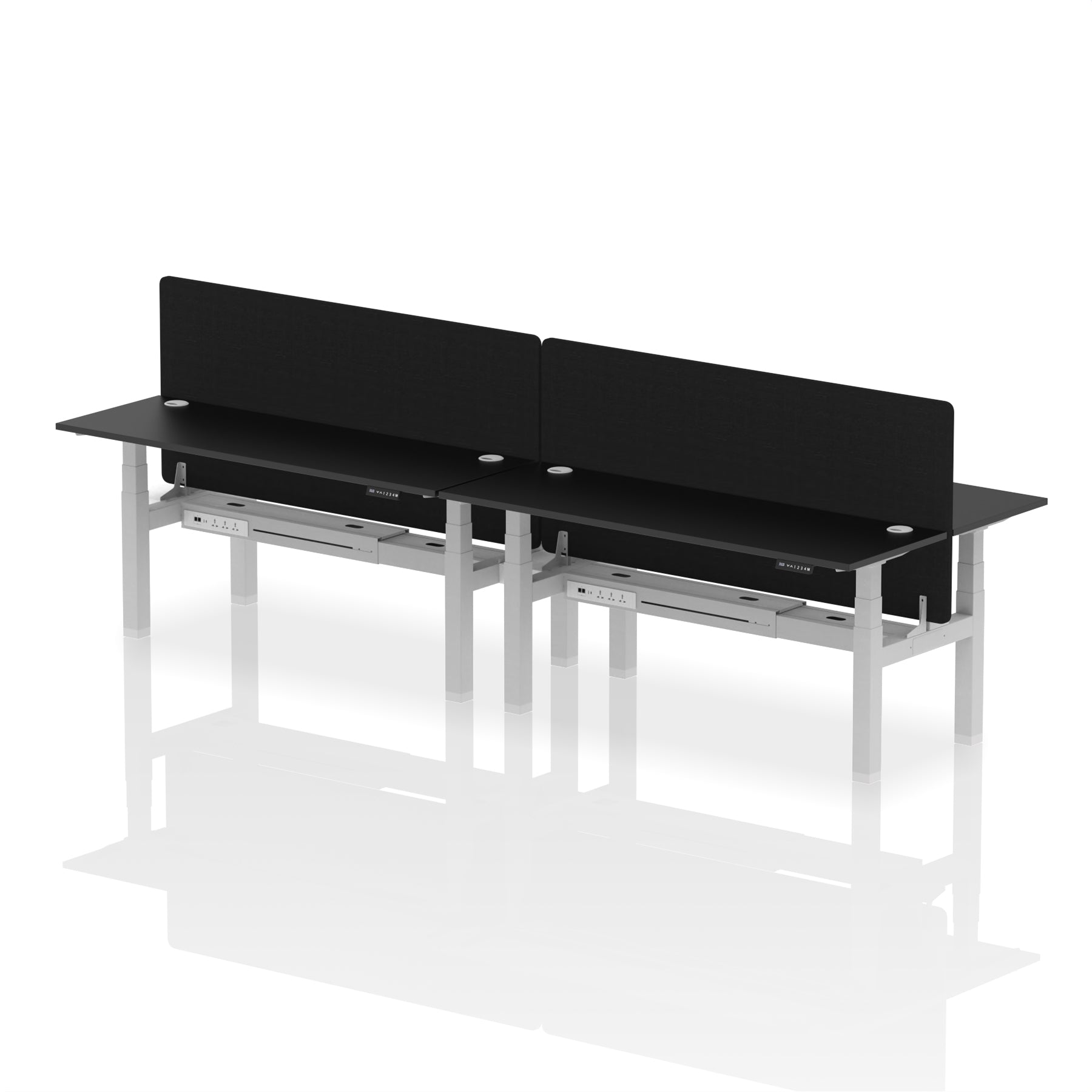 Air Back-to-Back Height Adjustable Bench Desk - 4 Person Black Screen dynamic  Desk Top  Black Width 180cm