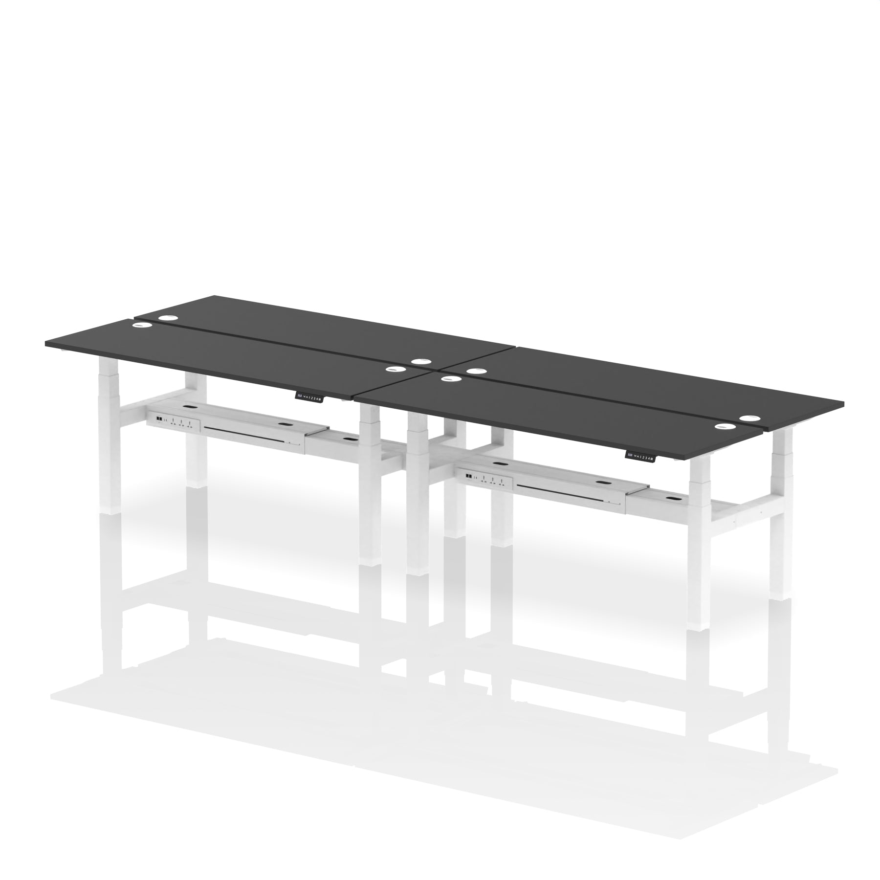Air Back-to-Back Slimline Height Adjustable Bench Desk - 4 Person dynamic  Desk Top  Black Width 180cm