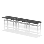 Air Back-to-Back Slimline Height Adjustable Bench Desk - 6 Person dynamic  Desk Top  Black Width 140cm