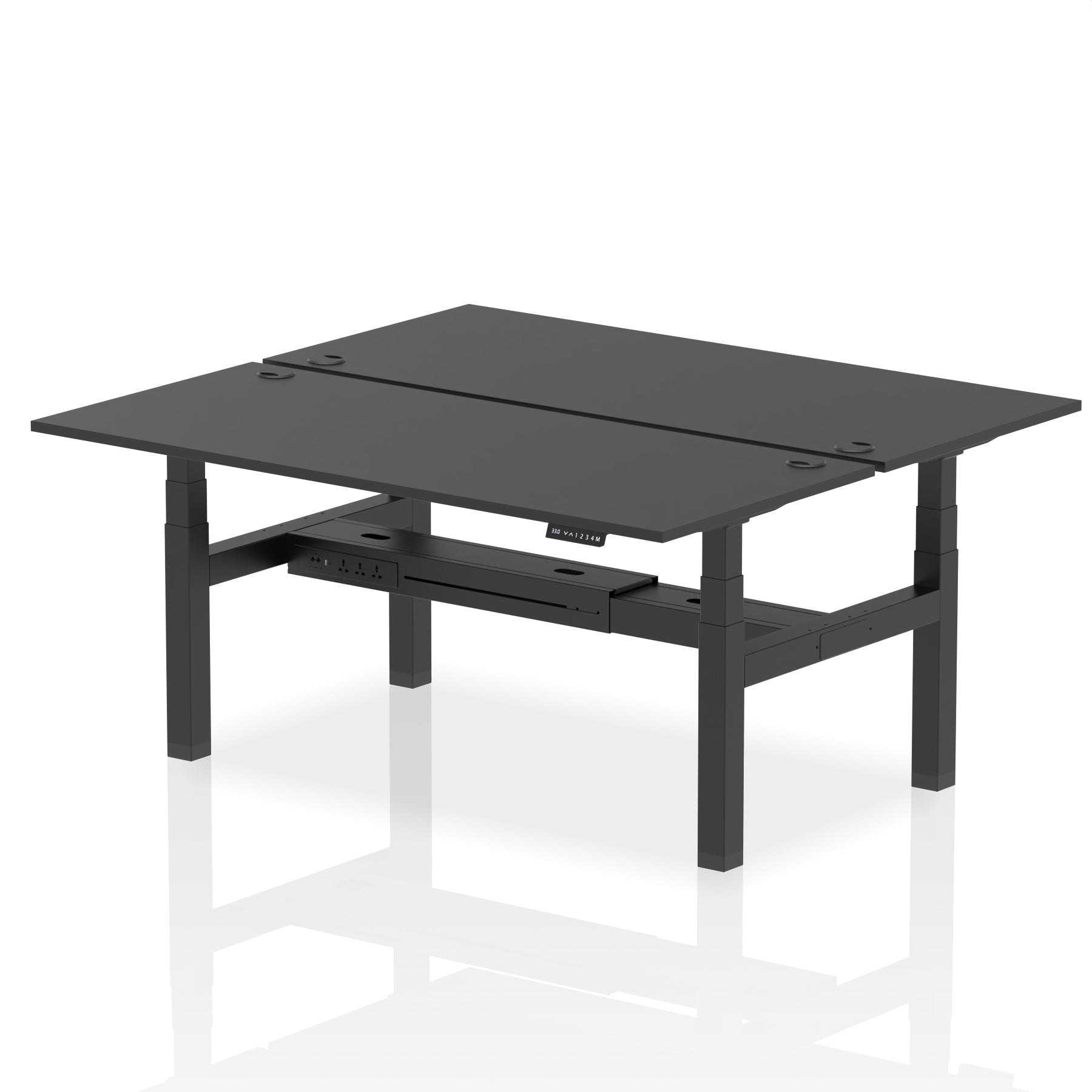 Air Back-to-Back Height Adjustable Bench Desk - 2 Person dynamic  Desk Top  Black Width 180cm
