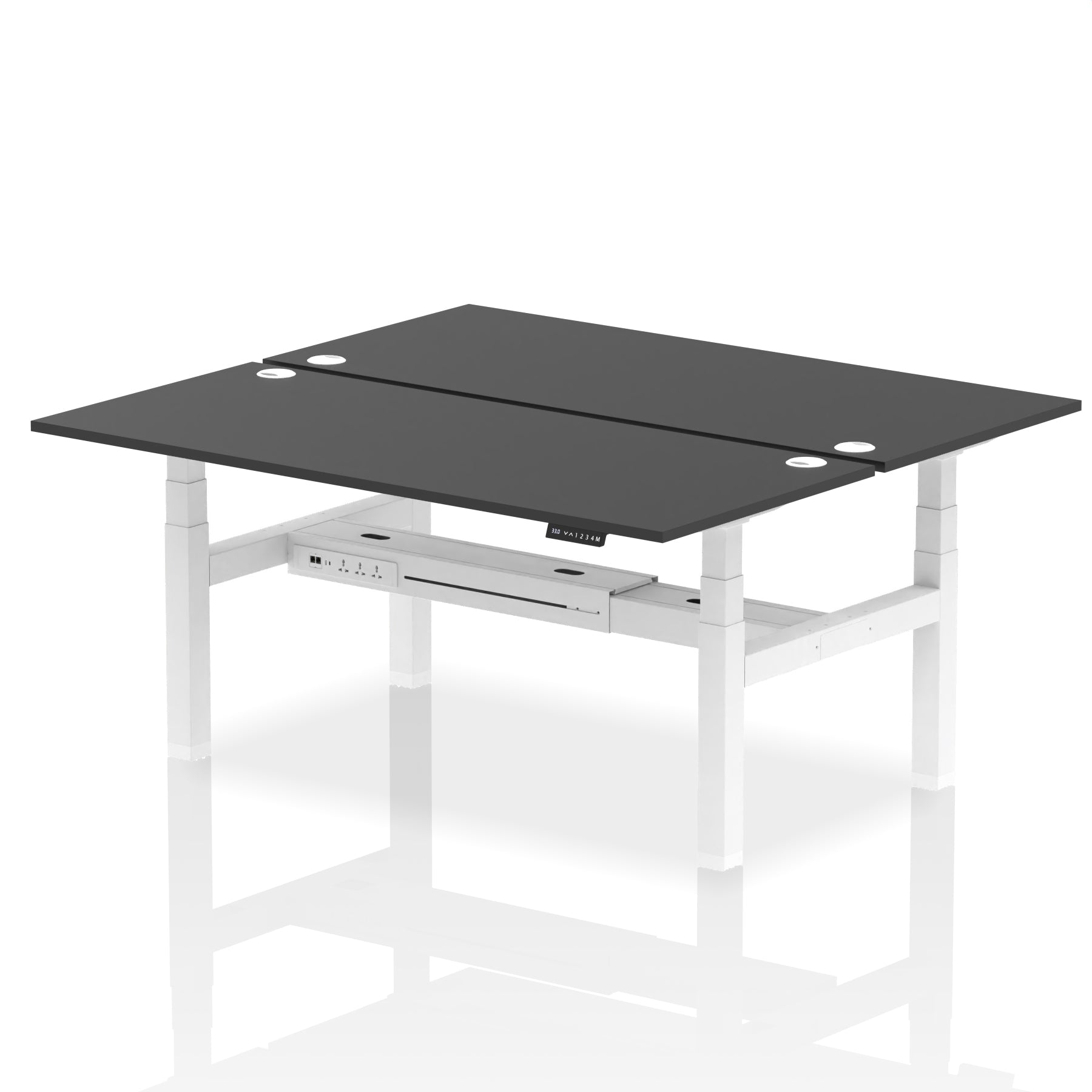 Air Back-to-Back Height Adjustable Bench Desk - 2 Person dynamic  Desk Top  Black Width 180cm
