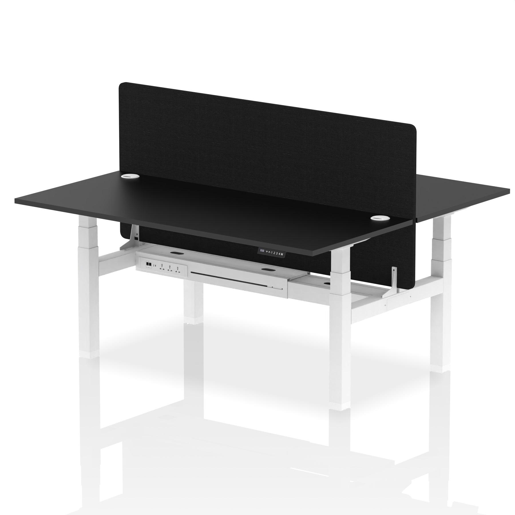 Air Back-to-Back Height Adjustable Bench Desk - 2 Person with Black Straight Screen dynamic  Desk Top  Black Width 180cm