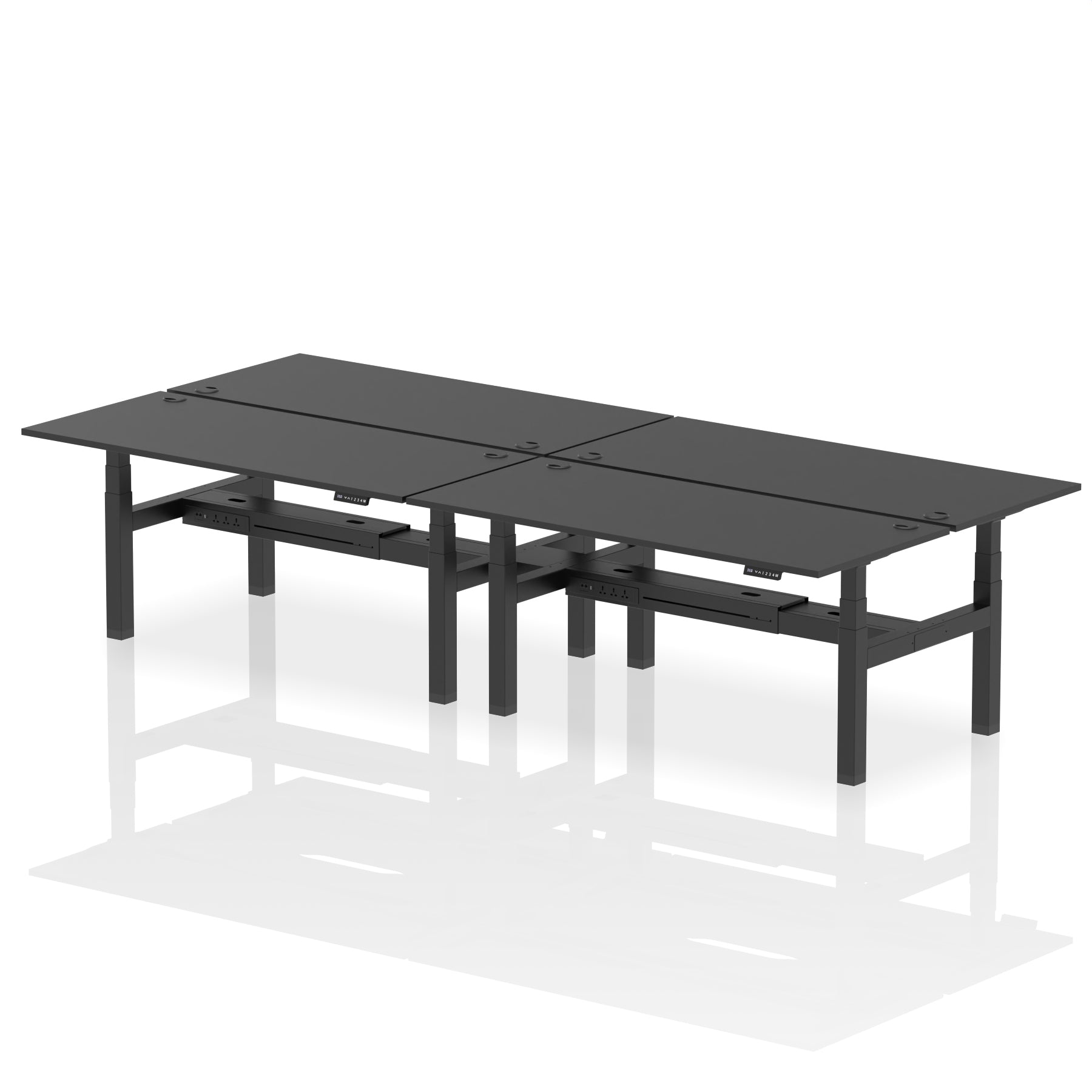 Air Back-to-Back Height Adjustable Bench Desk - 4 Person dynamic  Desk Top  Black Width 180cm