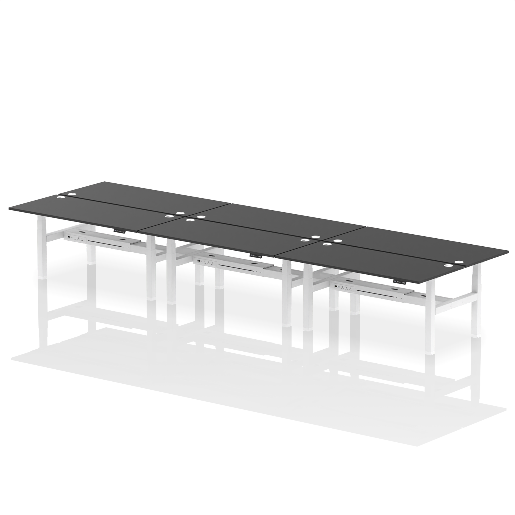 Air Back-to-Back Height Adjustable Bench Desk - 6 Person dynamic  1200 Beech