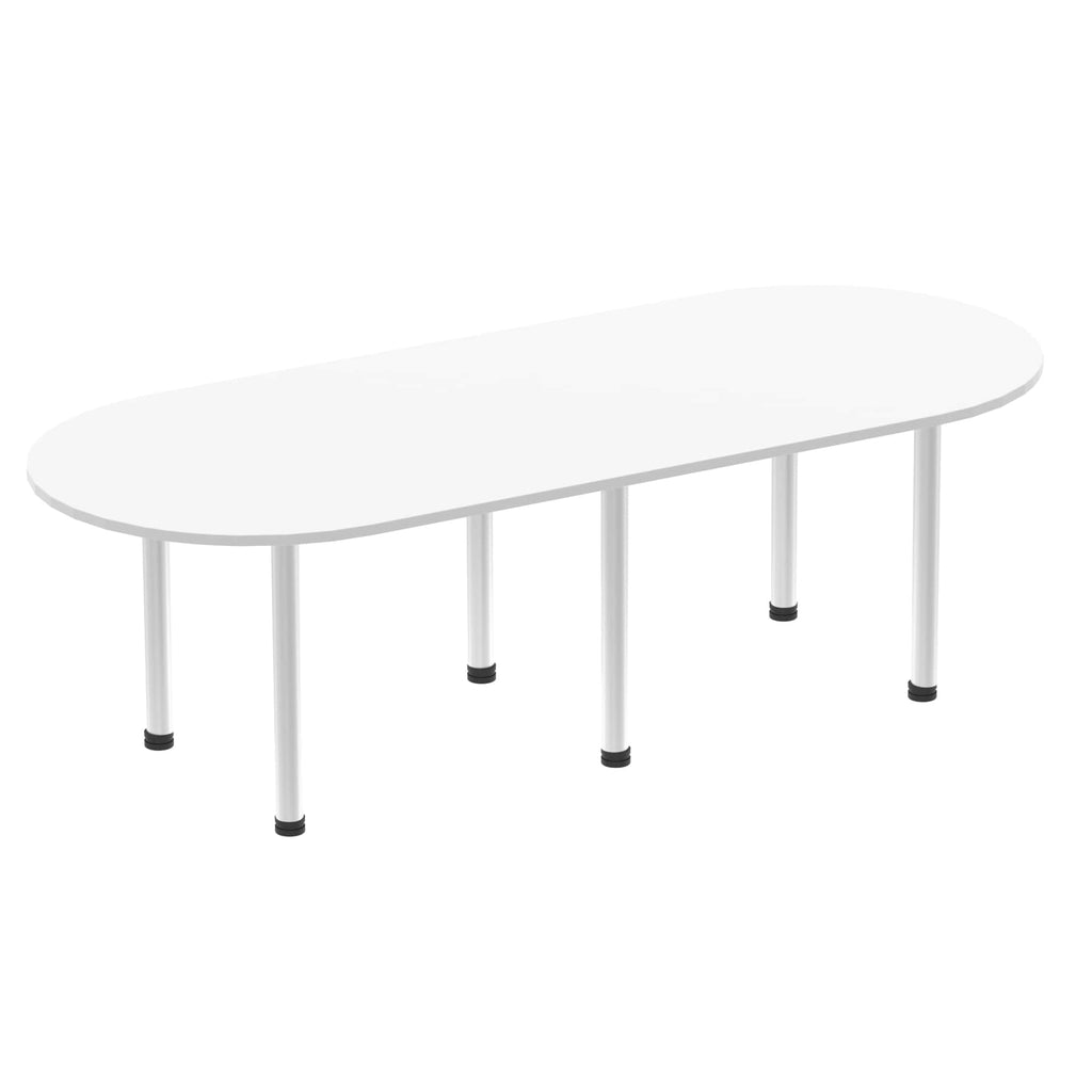 Office furniture impulse-boardroom-table-with-post-leg Dynamic  Oak 240 Wide  Chrome