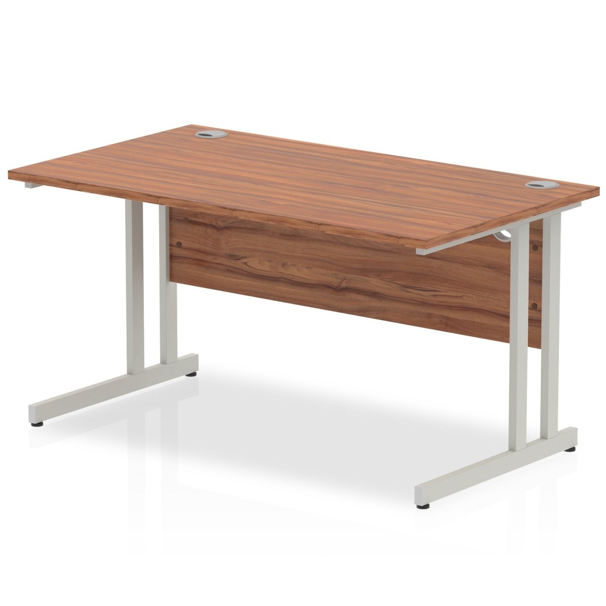 Office furniture impulse-140mm-straight-desk-cantilever-leg Dynamic  Silver Colour Walnut 