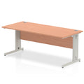 Office Desk Impulse 180cm Straight Desk Cable Managed Leg Silver Colour Beech 