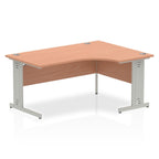 Office Desk Impulse  160cm Right Crescent Desk Cable Managed Leg Beech Desk Colour Black Leg