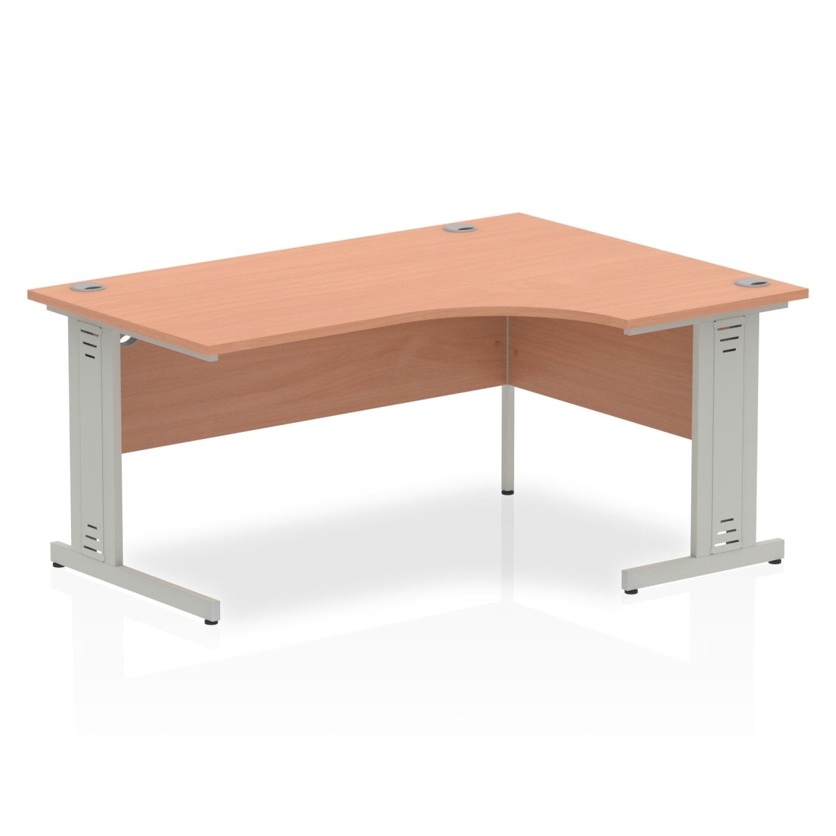 Office Desk Impulse  160cm Right Crescent Desk Cable Managed Leg Beech Desk Colour Black Leg