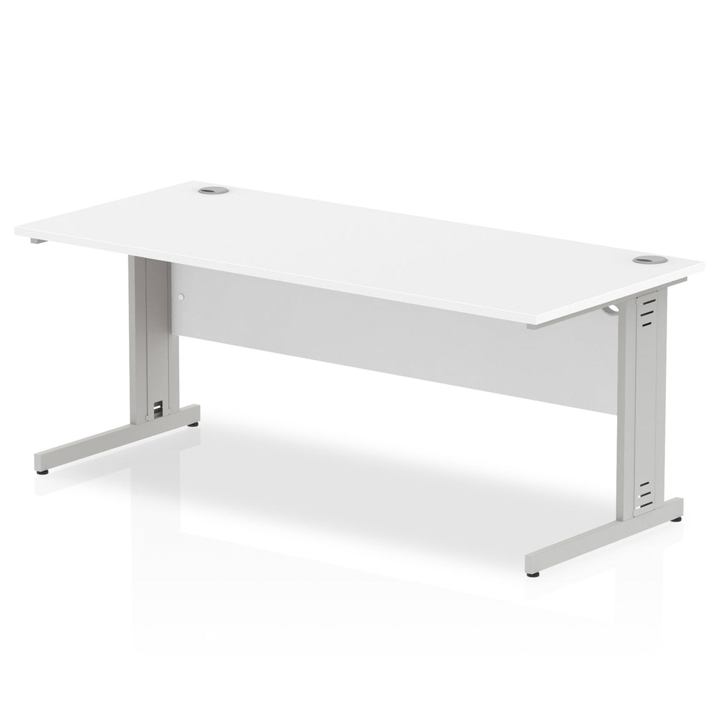 Office furniture impulse-180mm-straight-desk-cable-managed-leg Dynamic  Silver Colour White 