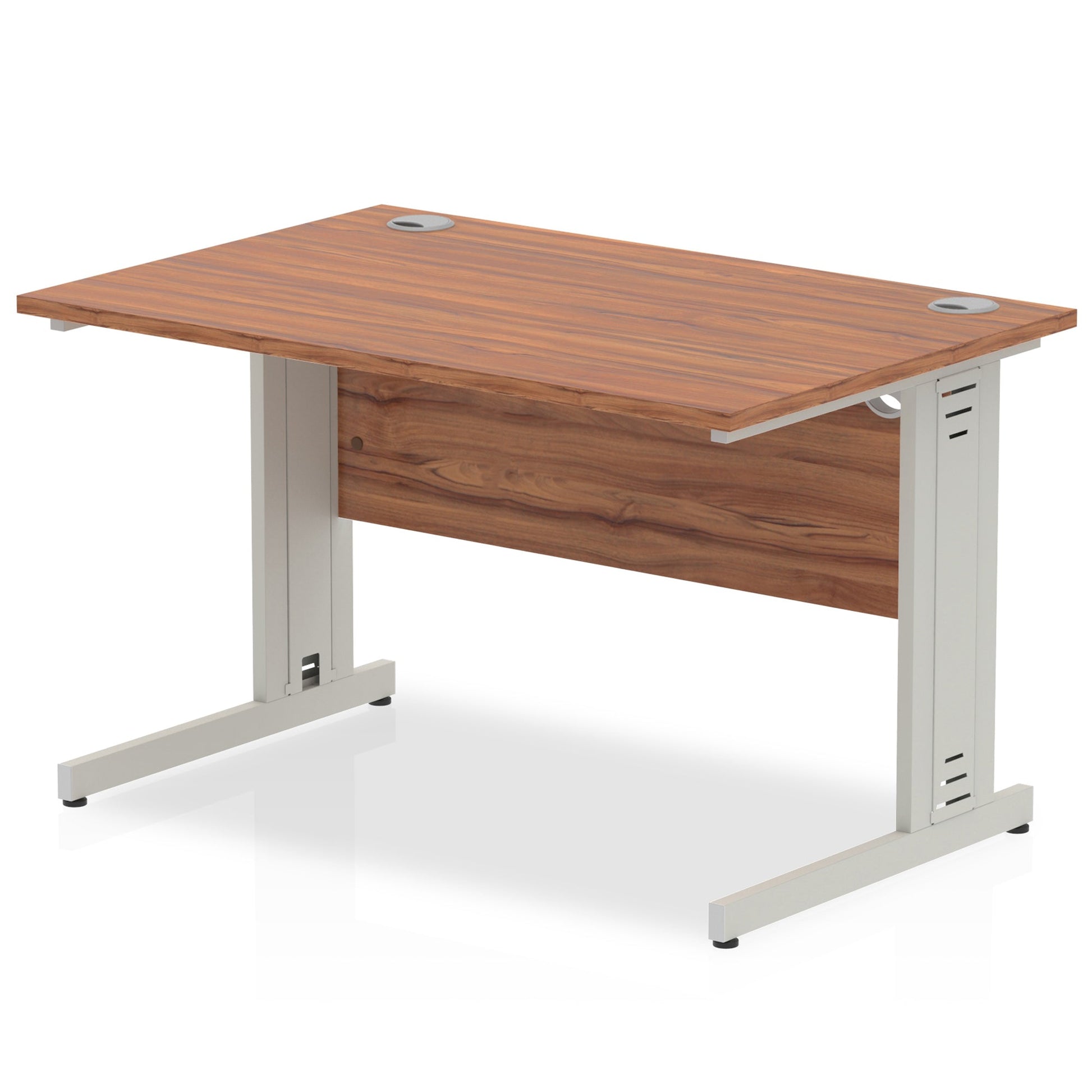 Office furniture impulse-120mm-straight-desk-cable-managed-leg Dynamic  Silver Colour Walnut 