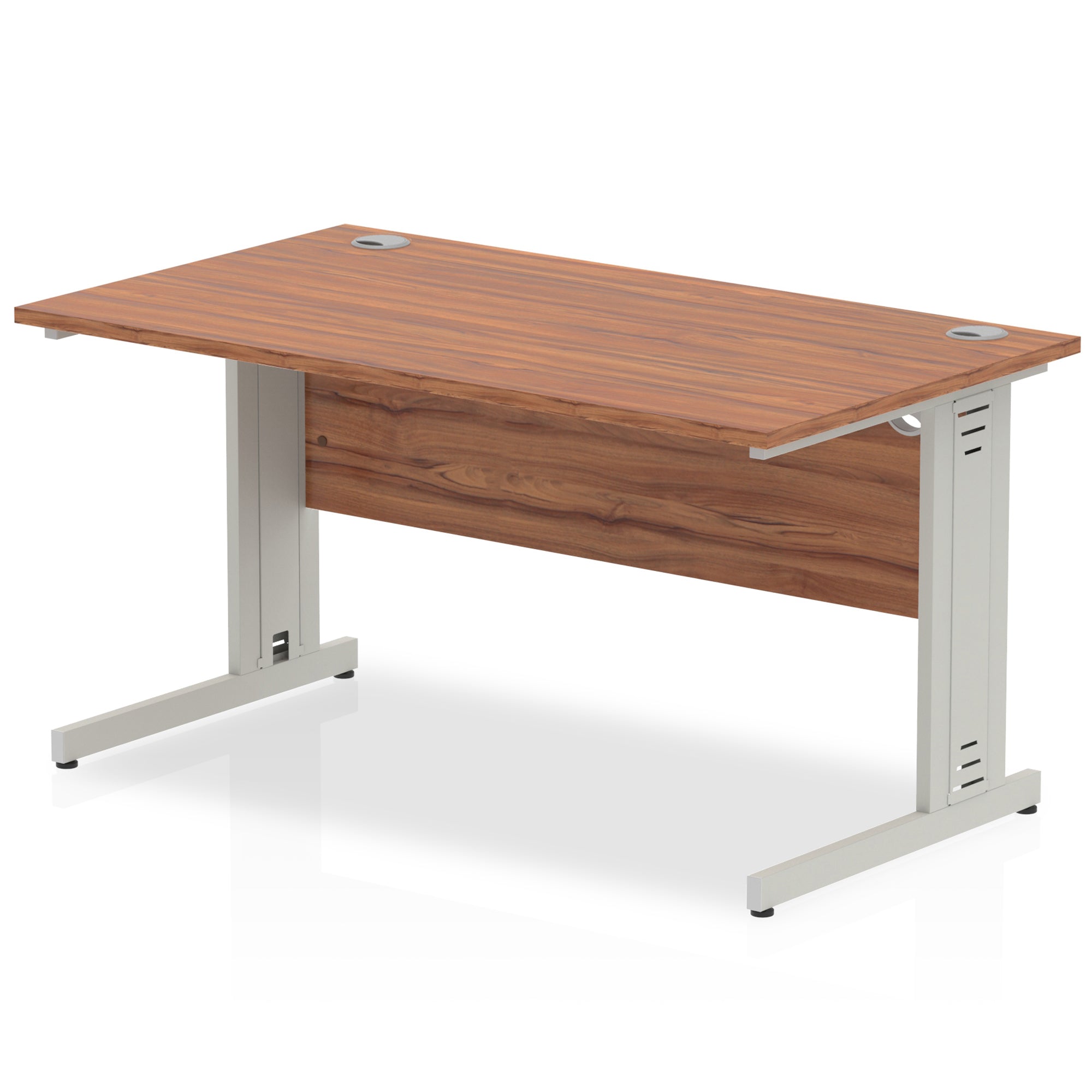 Office furniture impulse-140mm-straight-desk-cable-managed-leg Dynamic  Silver Colour Walnut 