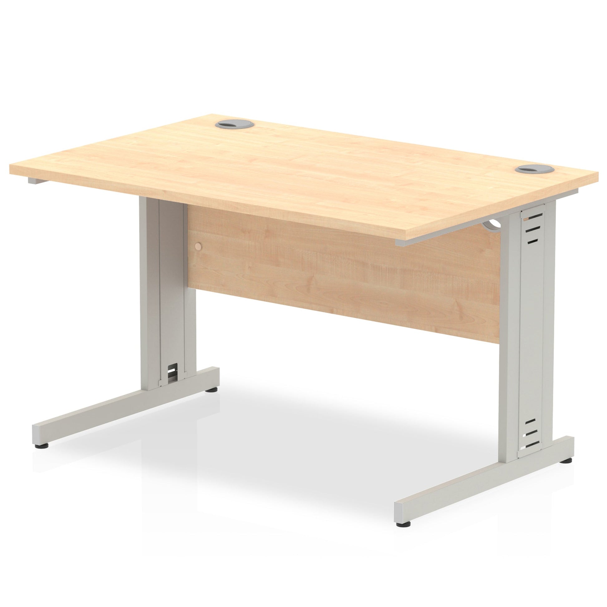Office furniture impulse-120mm-straight-desk-cable-managed-leg Dynamic  Silver Colour Maple 