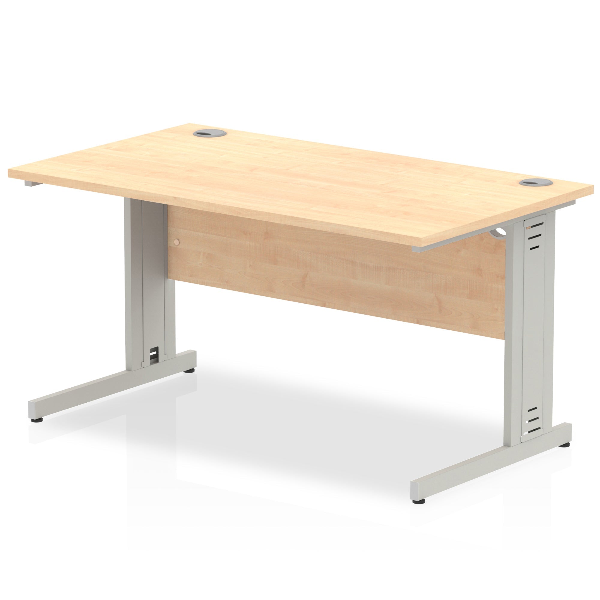 Office furniture impulse-140mm-straight-desk-cable-managed-leg Dynamic  Silver Colour Maple 