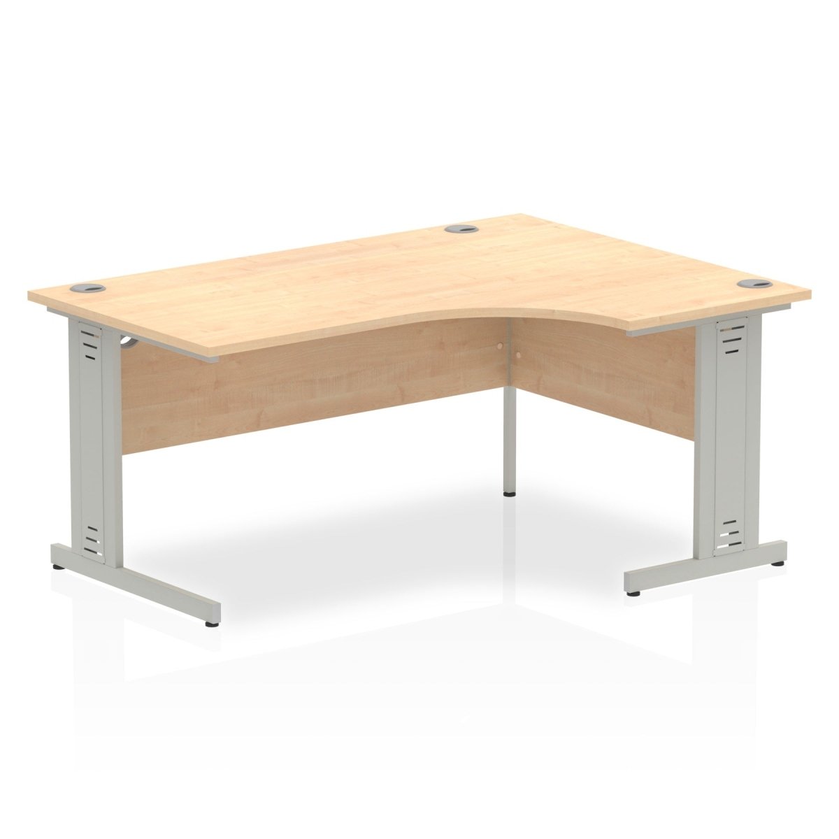 Office furniture impulse-160mm-right-crescent-desk-cable-managed-leg Dynamic  Grey Oak Desk Colour Silver Leg