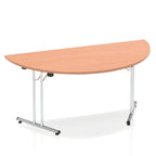 Office Folding Table Impulse Folding Semi-Circle Table Beech Desk Colour 160 Wide