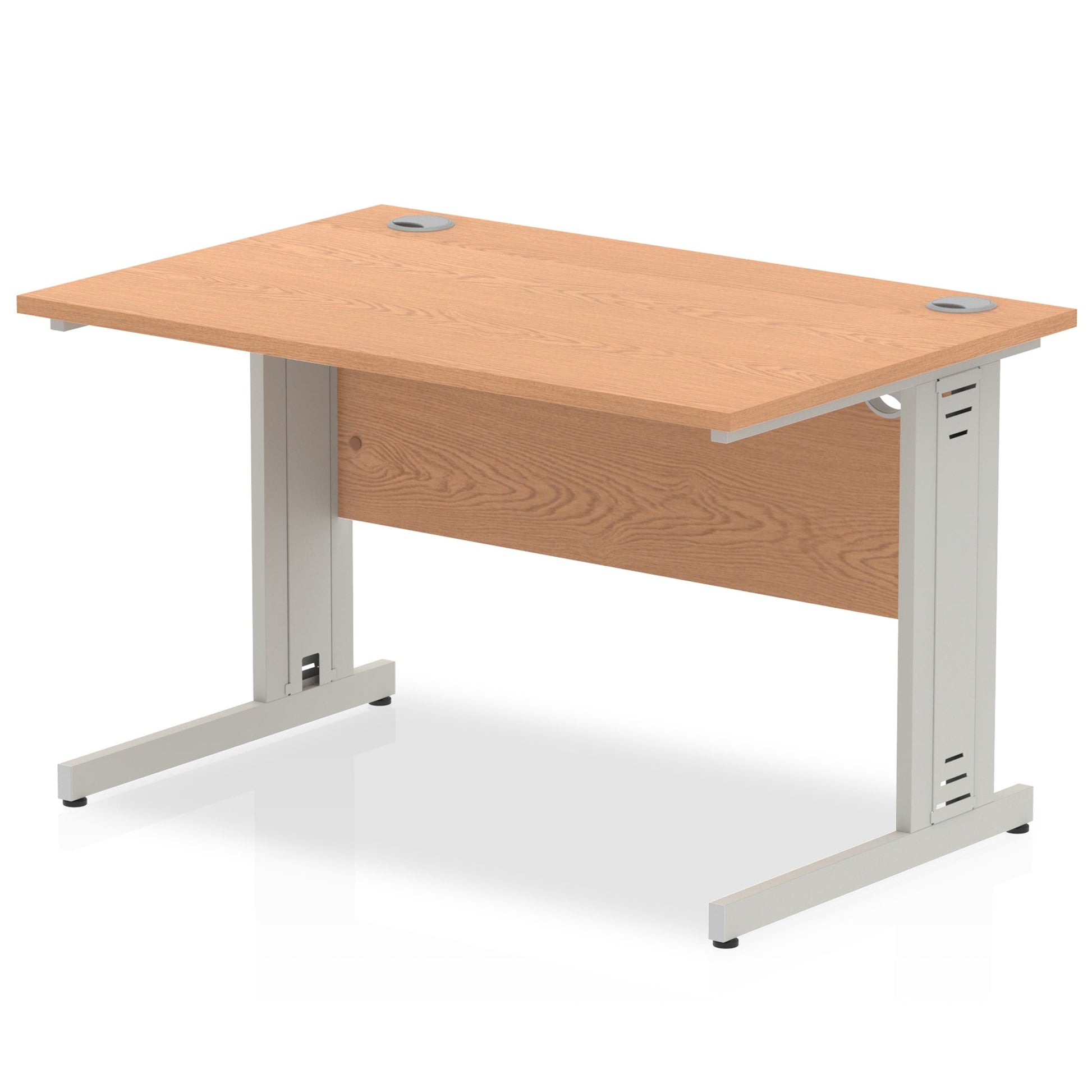 Office furniture impulse-120mm-straight-desk-cable-managed-leg Dynamic  Silver Colour Oak 
